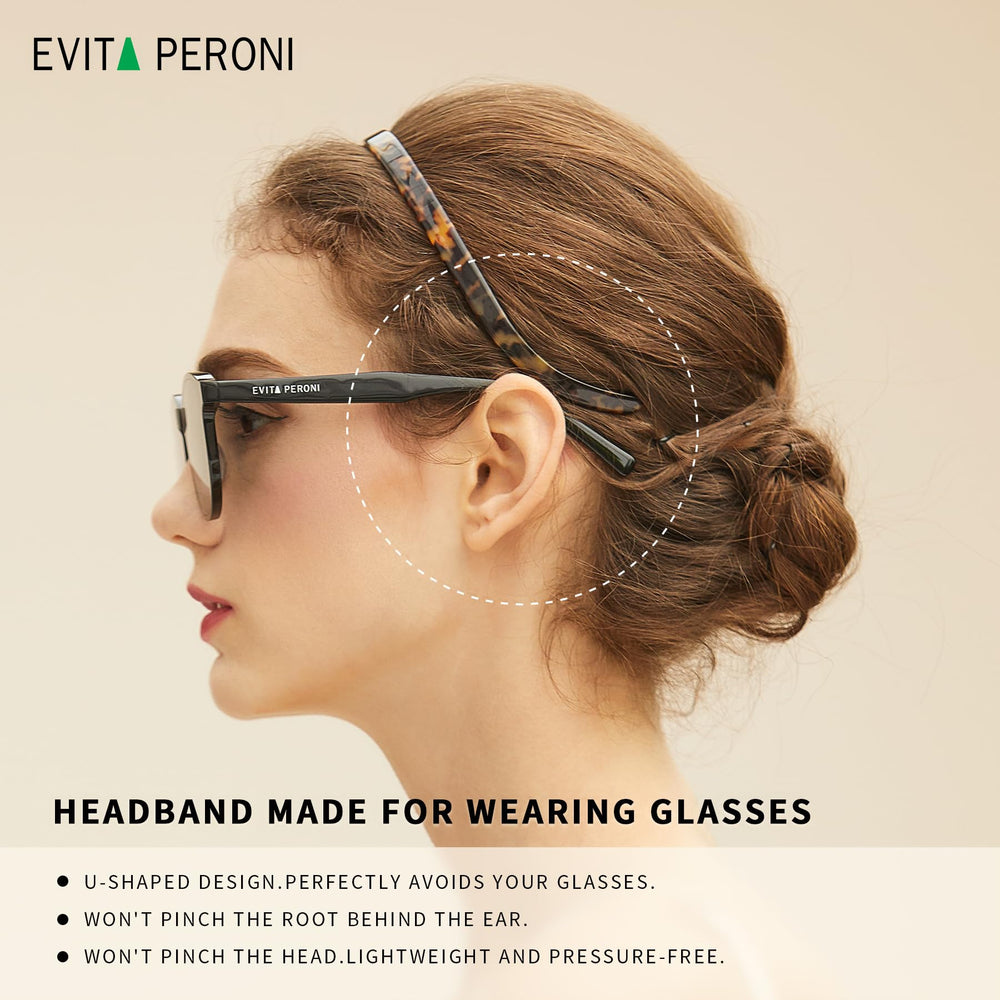 EVITA PERONI elastic acetate resin material offers flexible, durable fit