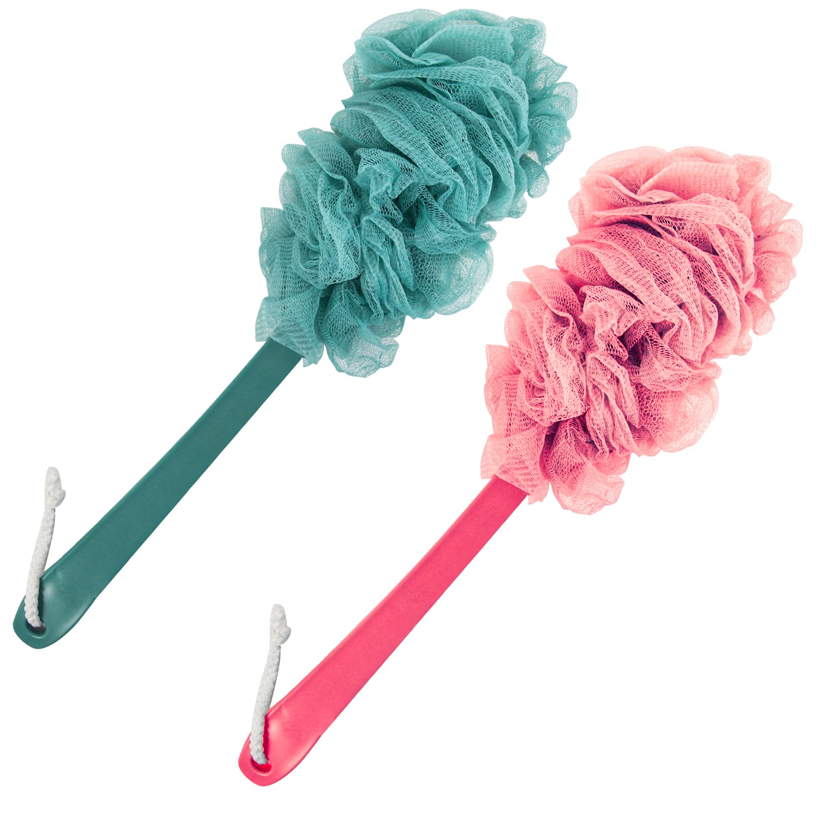 Evmliy 2-pack back scrubber with long handle for easy back exfoliation.