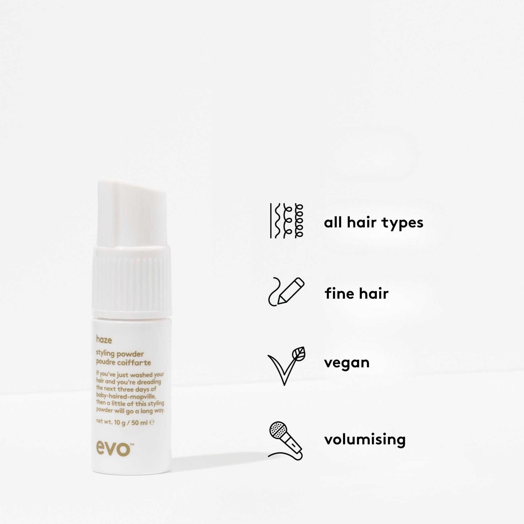 EVO Haze applies easily to boost volume and texture in fine hair.