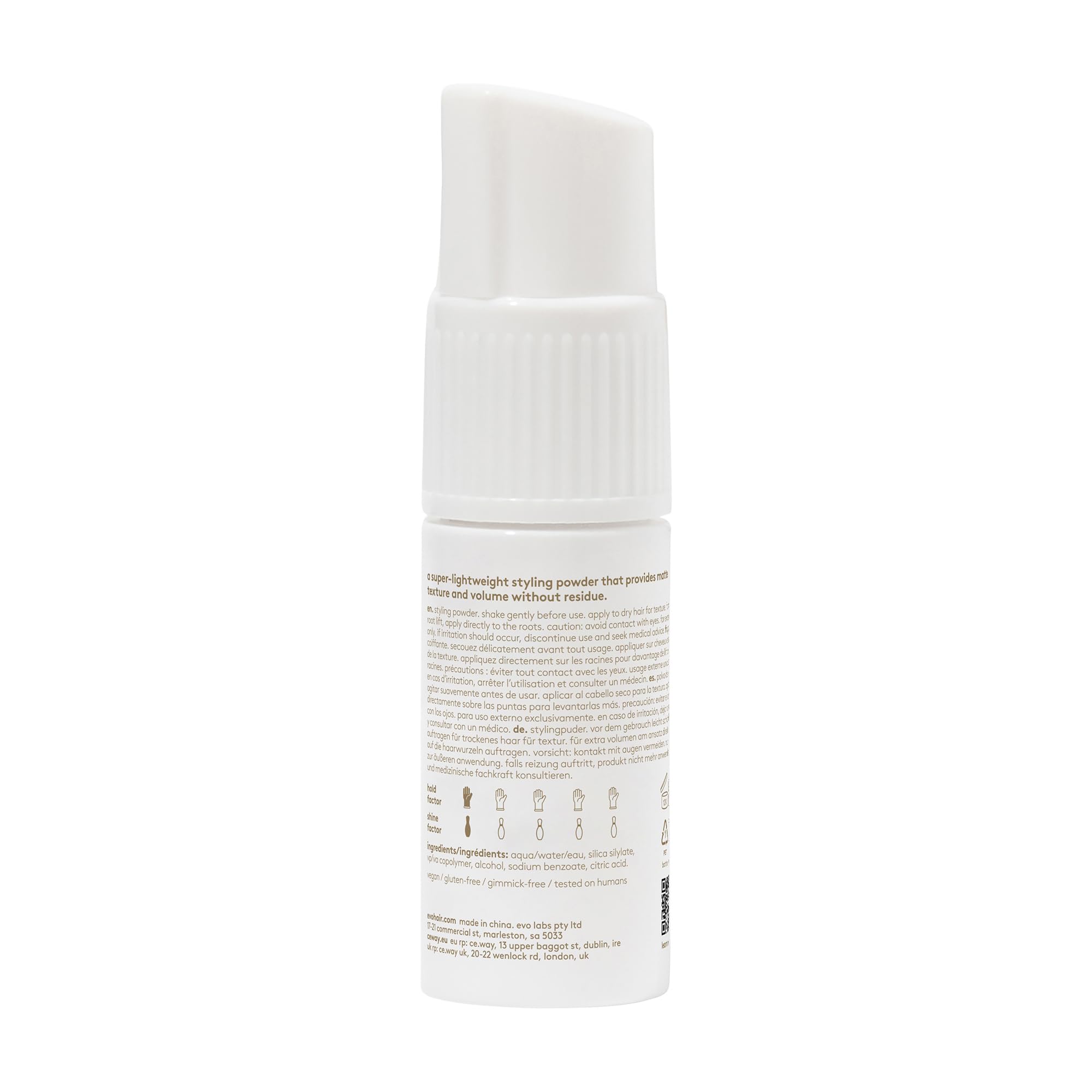 EVO Haze powder dispensing pump enables even distribution for targeted styling.