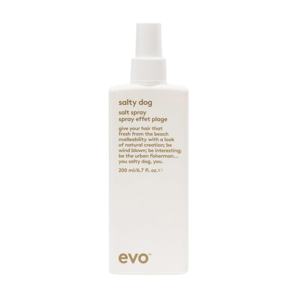 EVO Salty Dog sea salt spray bottle pour creates natural beach texture.