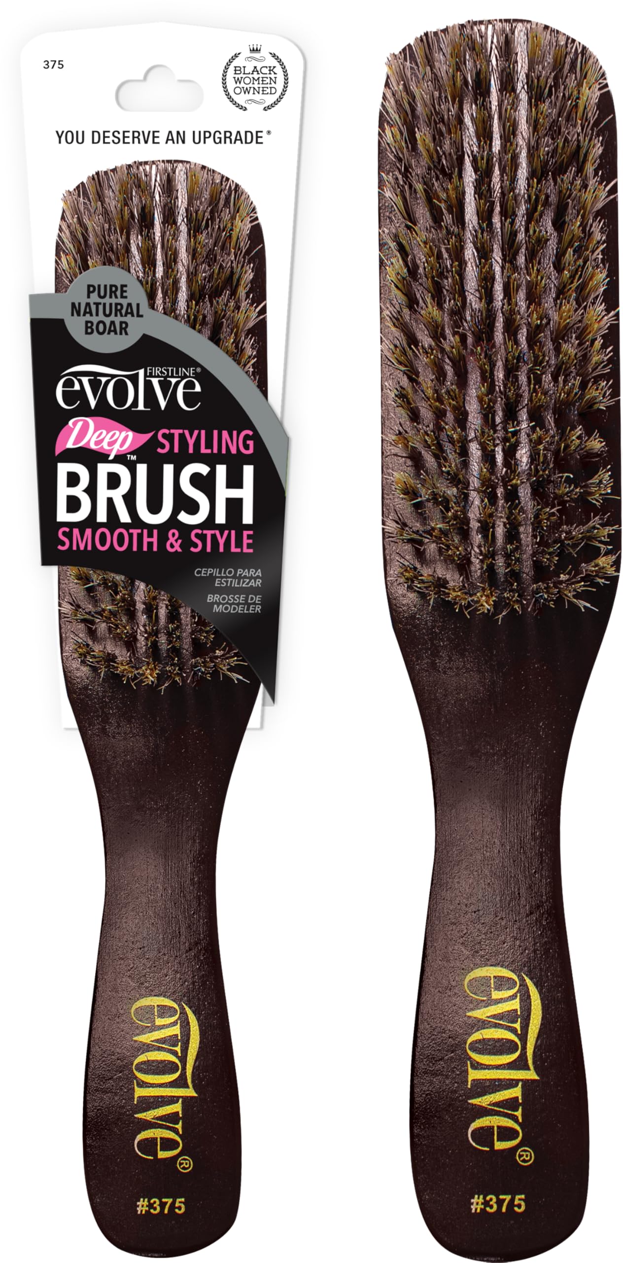 Evolve Boar Deep Styling Brush travel-case shows portable styling on the go