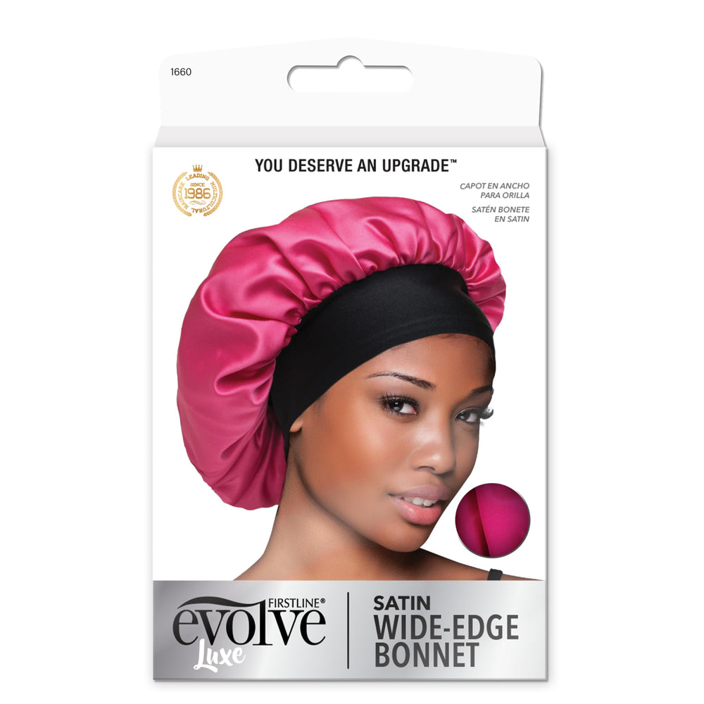 bonete evolve de satén con borde ancho fucsia para cabello suave