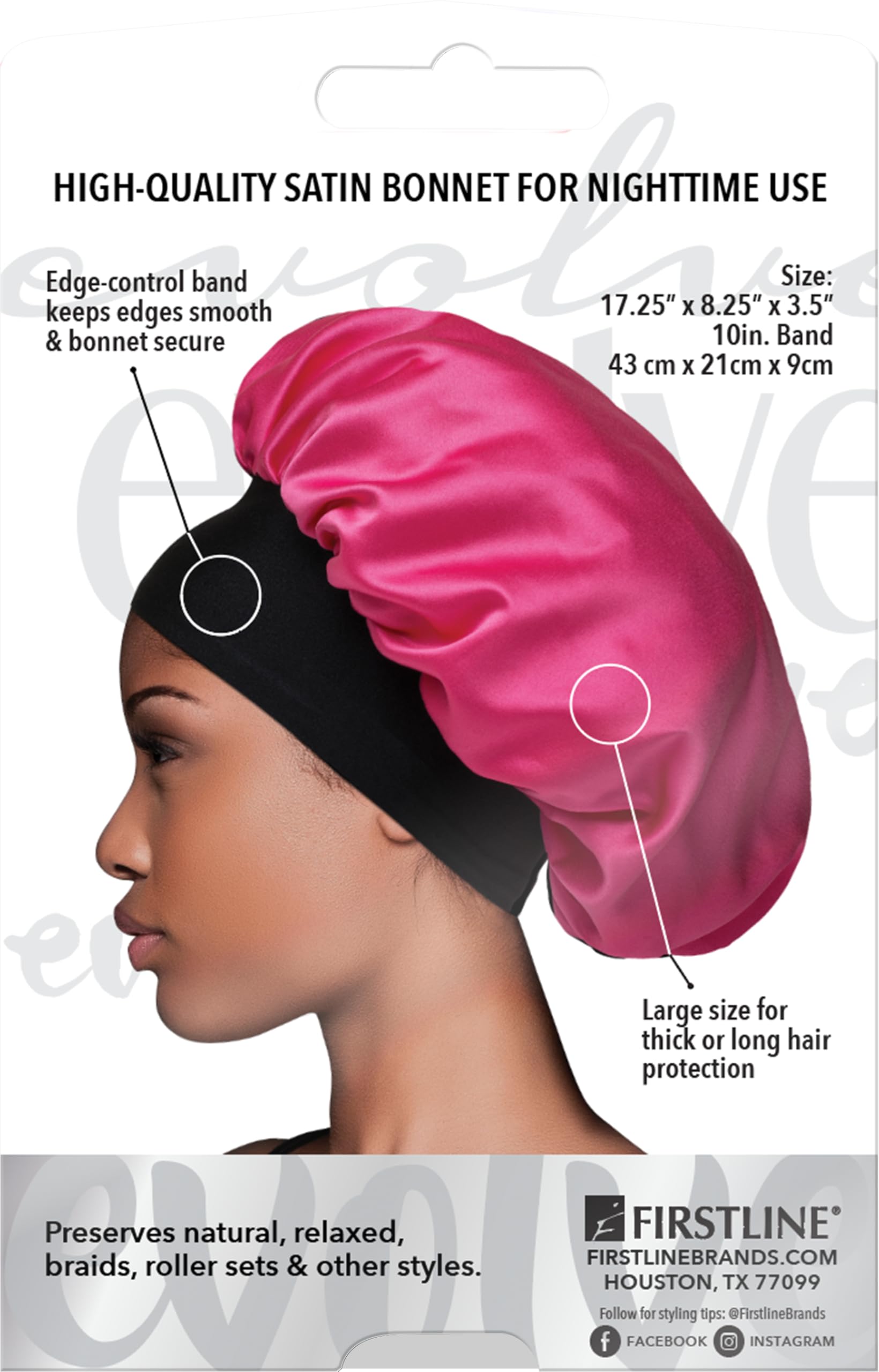 interior del bonete evolve de satén protege el cabello durante la noche