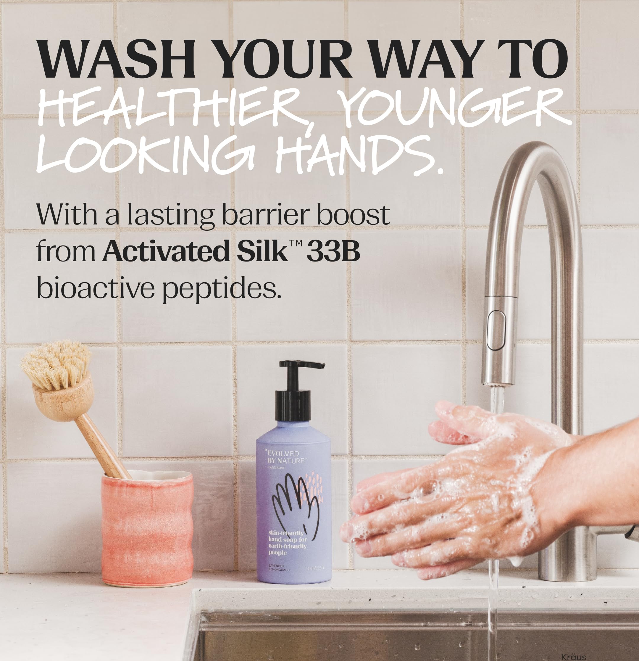 Evolved by Nature biodegradable formula supports gentle cleansing with natural ingredients.