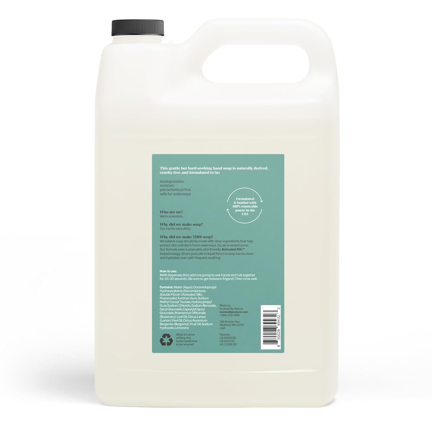 EVOLVED BY NATURE recyclable packaging illustrating sustainable hand care.