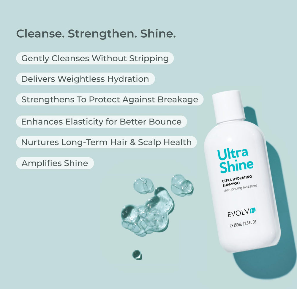 EVOLVh UltraShine closeup reveals smooth texture on hair strands