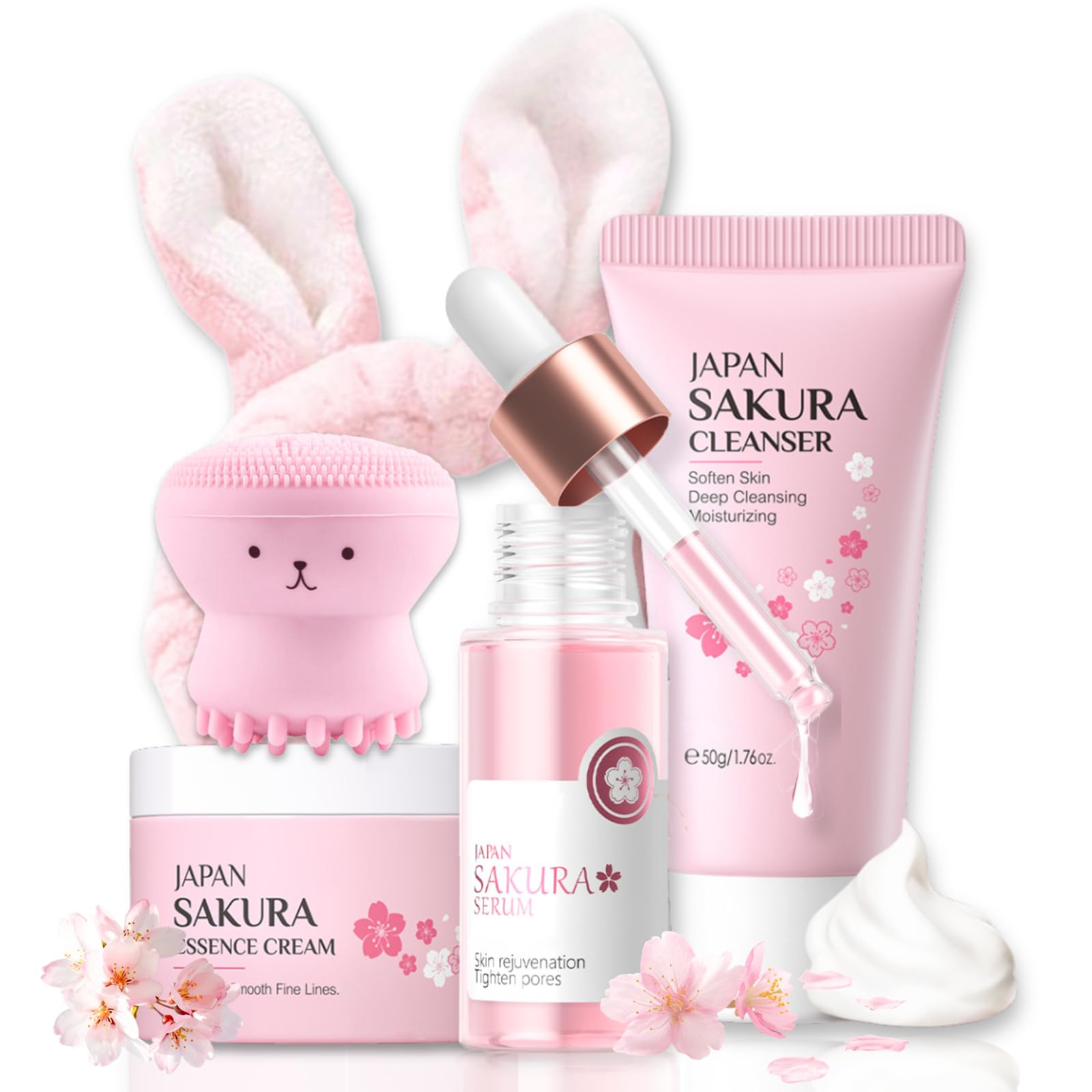 Evolvique Sakura kit cuidado facial: vista del set completo para uso diario