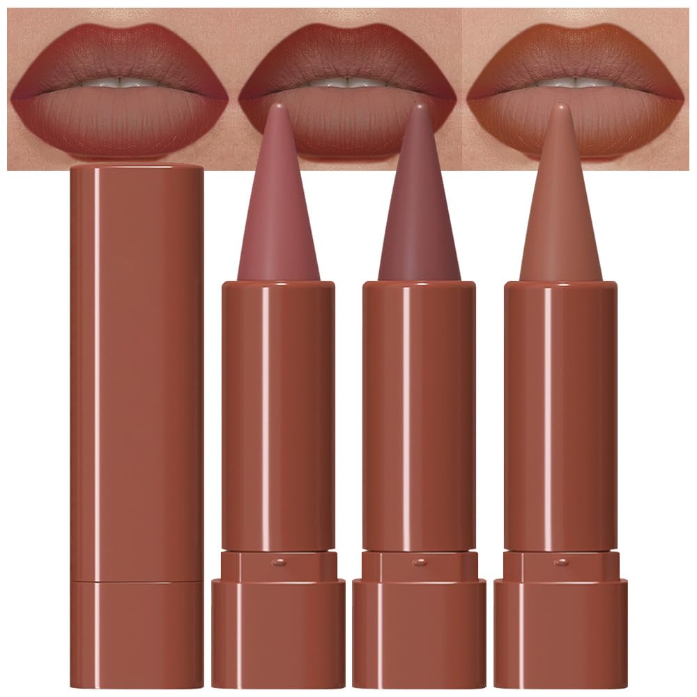 evpct 3Pcs lipstick set showing bold reds to nude-brown gradients for versatile looks