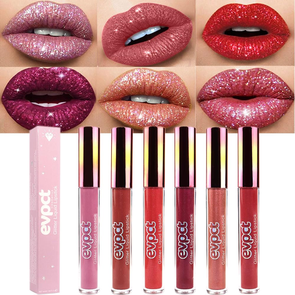 evpct brillo labial diamante: conjunto de 6 colores para uso diario
