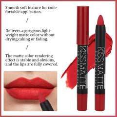 evpct crayón labial terciopelo rojo, textura sedosa y cobertura uniforme.