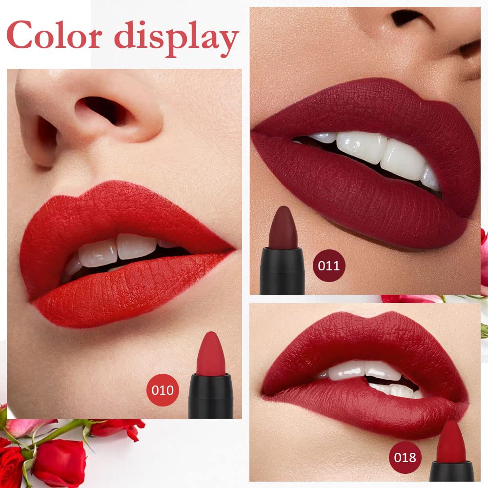evpct labial mate rojo rubí, color intenso y acabado suave.