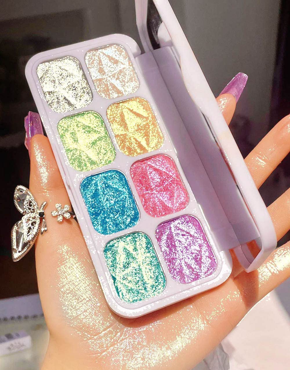 evpct paleta iluminadores 8 colores realza el rostro con brillo suave