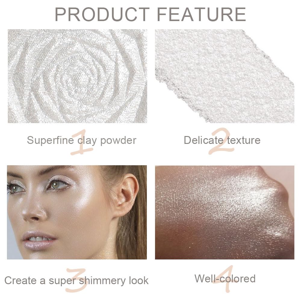 evpct Pearl White Silver Highlighter on eyelids for shimmer pop.