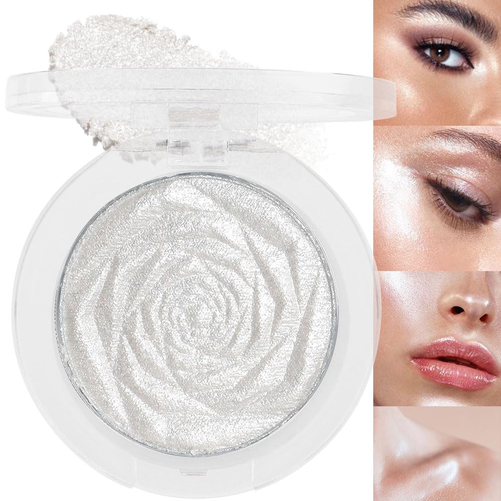 evpct Pearl White Silver Highlighter palette close-up swatches for radiant skin.