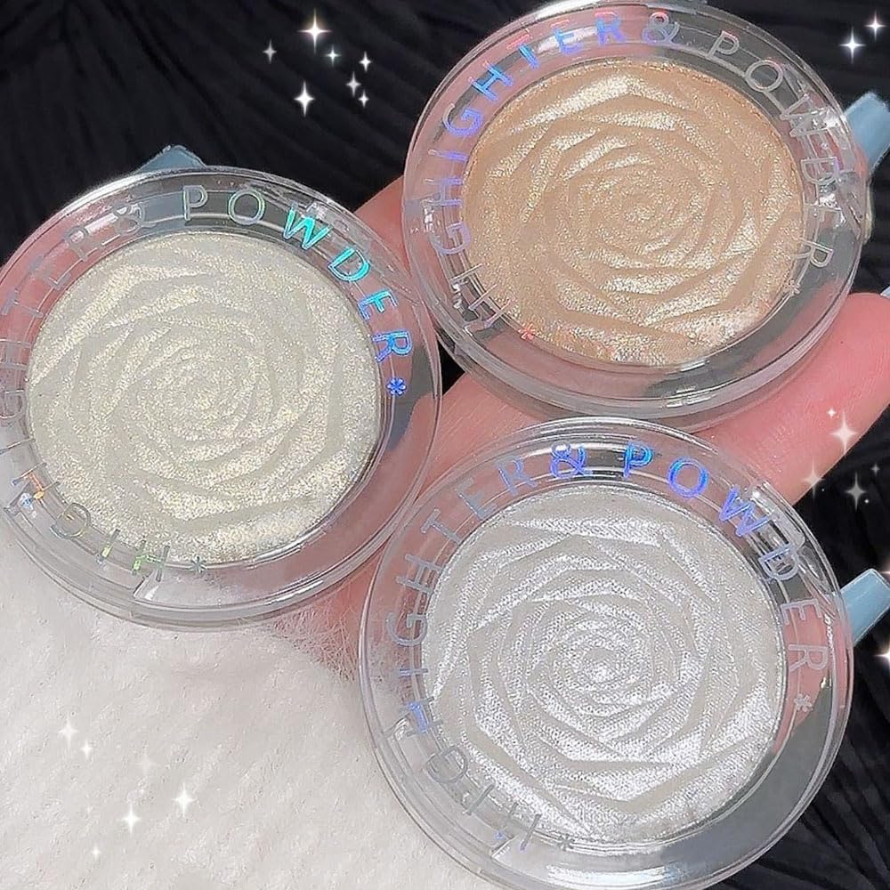 evpct Pearl White Silver Highlighter palette packaging and swatches showcase.