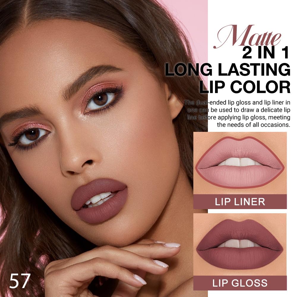 evpct red brown liquid lipstick stain bullet for full-coverage color.