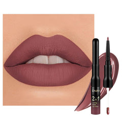 evpct red brown matte lip liner closeup for precise shaping and defined lips.
