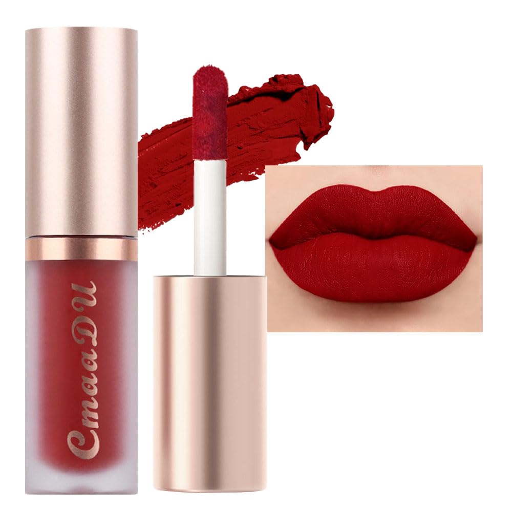 evpct ruby brick red matte lipstick being applied for a bold daytime look