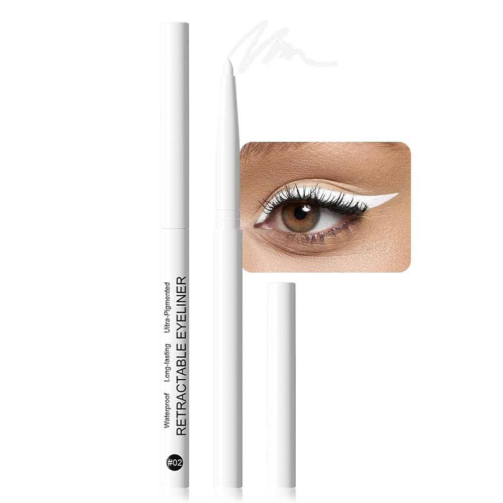 evpct white eyeliner pencil swatch showing waterproof, long-wearing performance