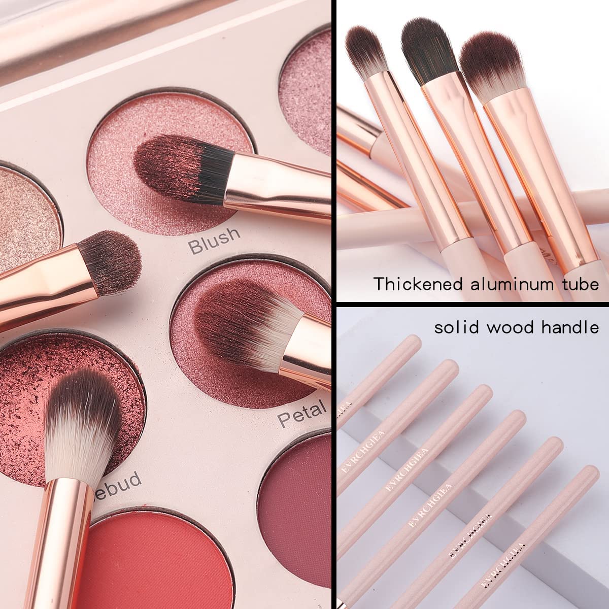 EVRCHGIEA blending brush close-up shows soft vegan bristles.