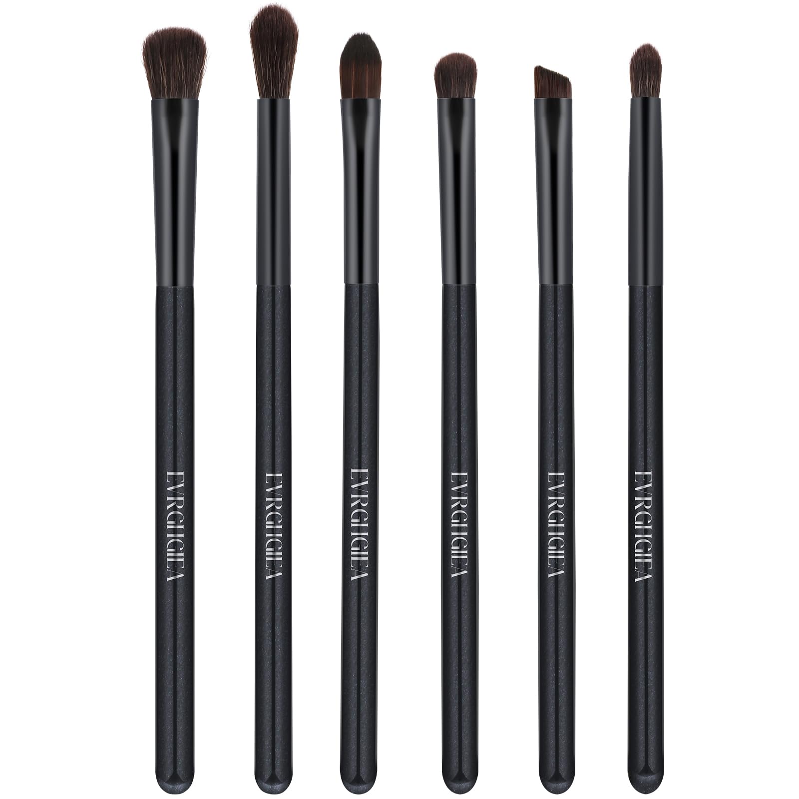 EVRCHGIEA eye brush set with black wood handles for precise eye makeup application.