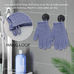 Evridwear exfoliating glove in shower with gel for lathered cleansing