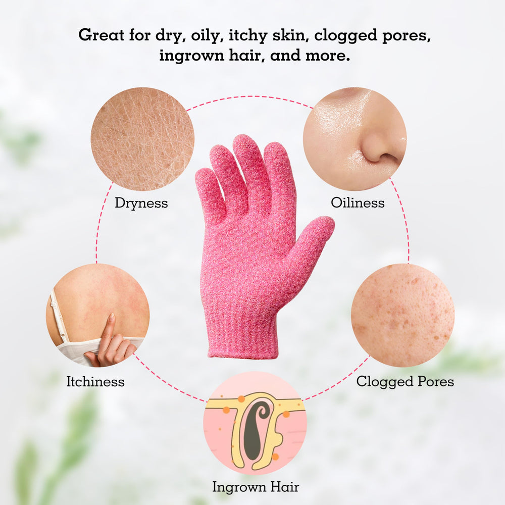 Evridwear exfoliating glove suitable for sensitive and acne-prone skin.