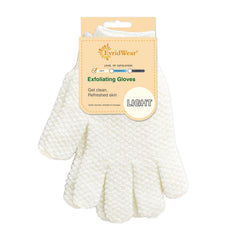 Evridwear exfoliating gloves dual texture pack shot showing versatility for all skin types