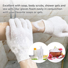 Evridwear exfoliating gloves dual texture close-up highlights texture options for gentle scrubbing