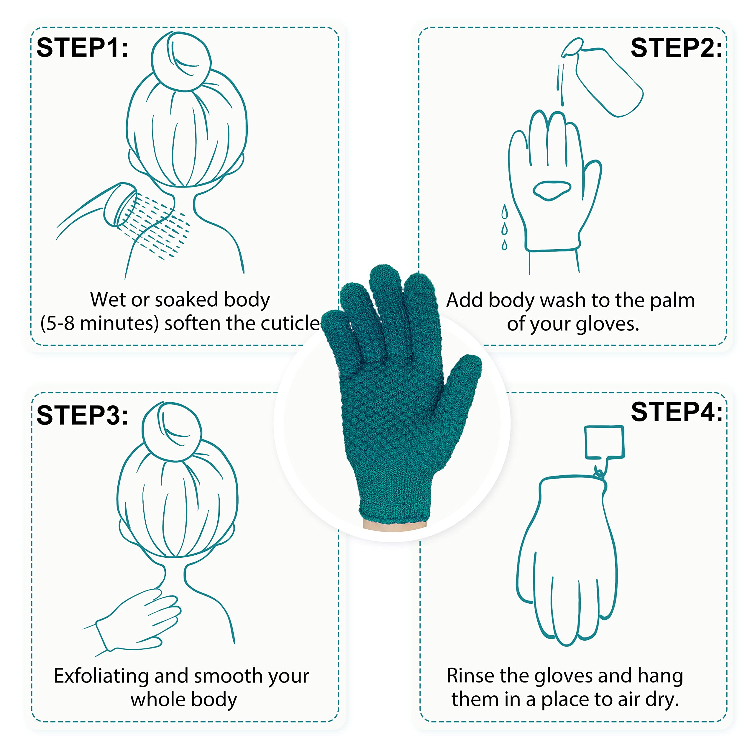 Evridwear: guantes exfoliantes para piel saludable y rutina de baño agradable.