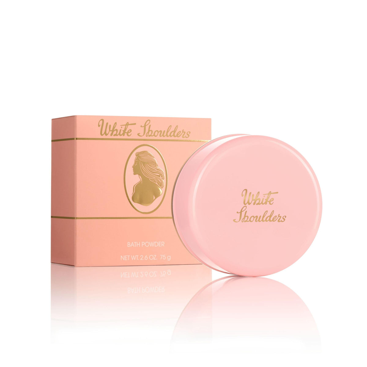 Evyan White Shoulders bath powder packaging highlights premium quality for daily luxury.