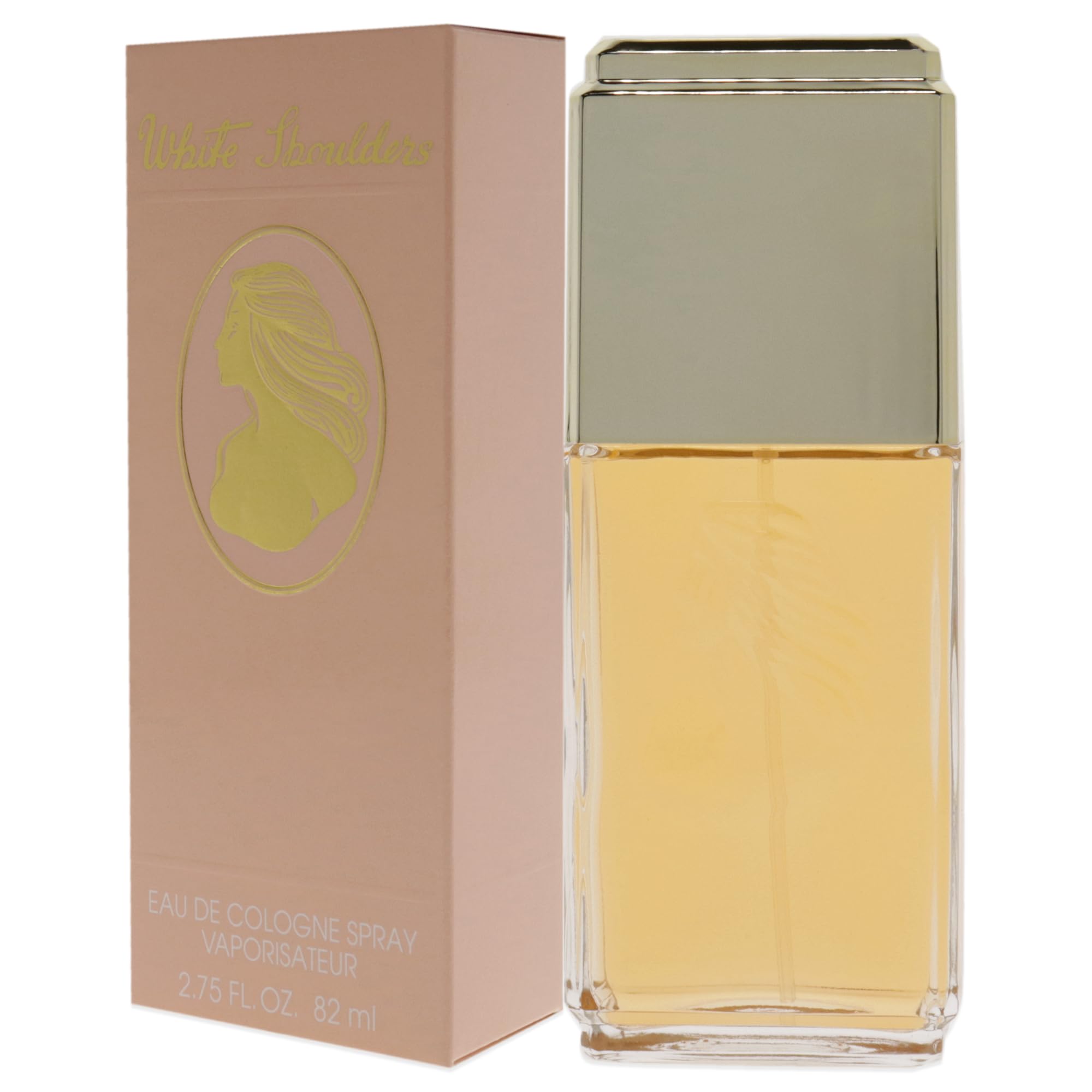 Evyan White Shoulders cap opened, releasing the soft, signature aroma.
