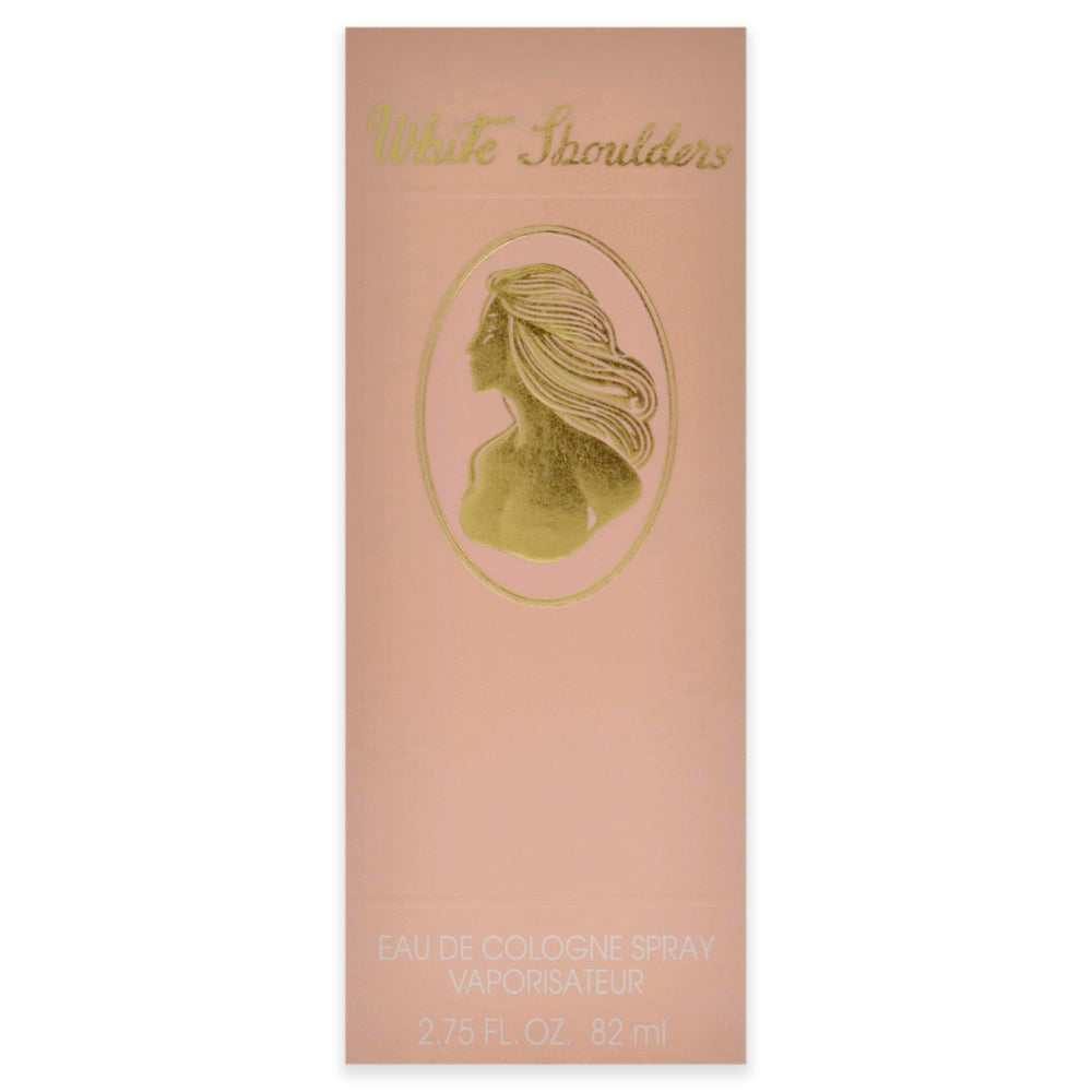Evyan White Shoulders label closeup, classic US fragrance for everyday use.