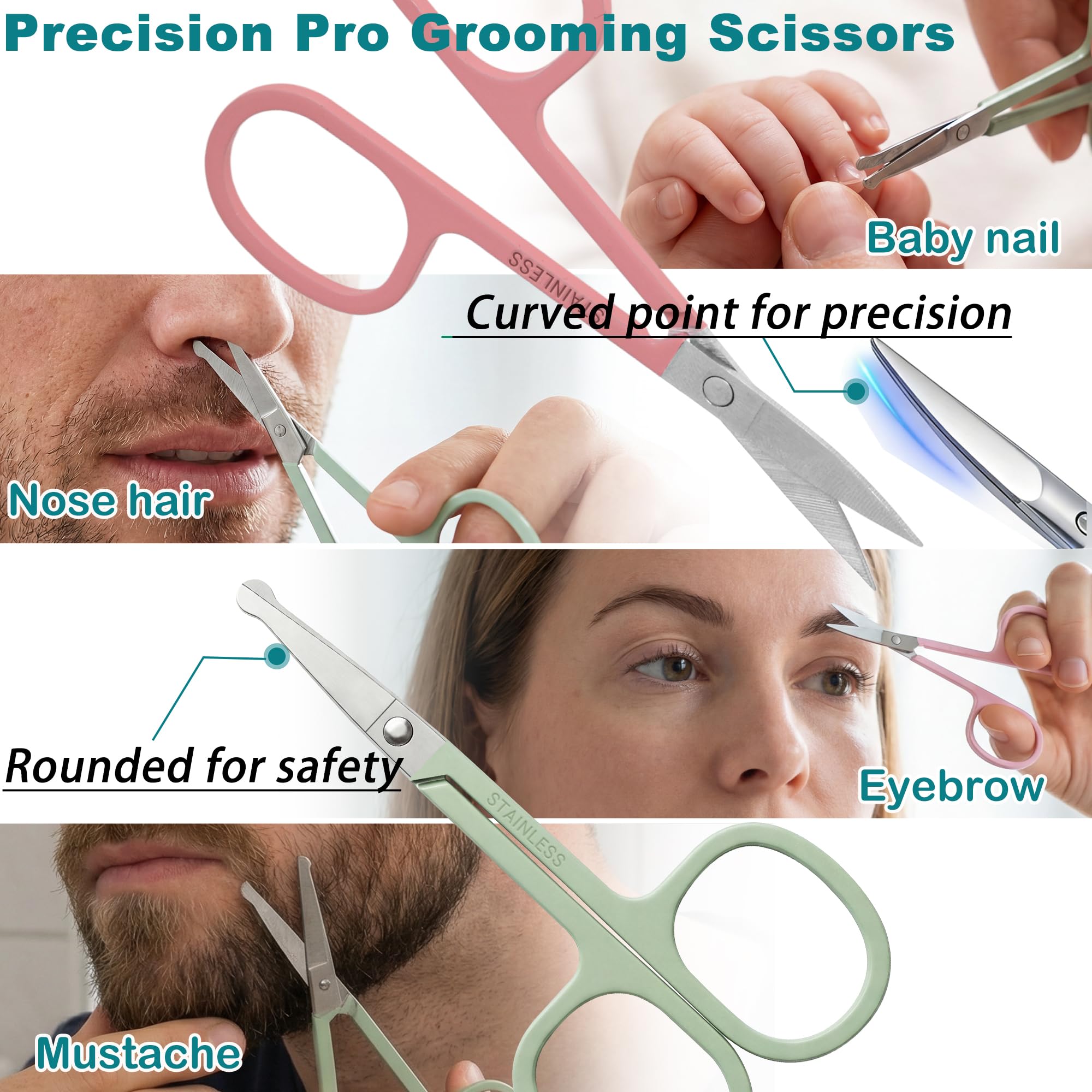 EWAGOA curved-pointed scissors for precise eyebrow shaping