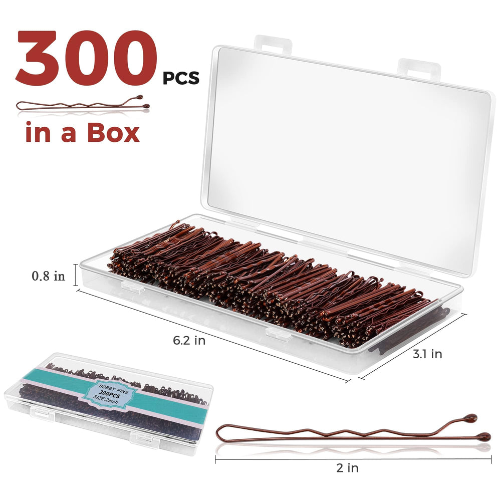 EWAGOA brown bobby pins with rubber-tipped ends protect hair during styling.