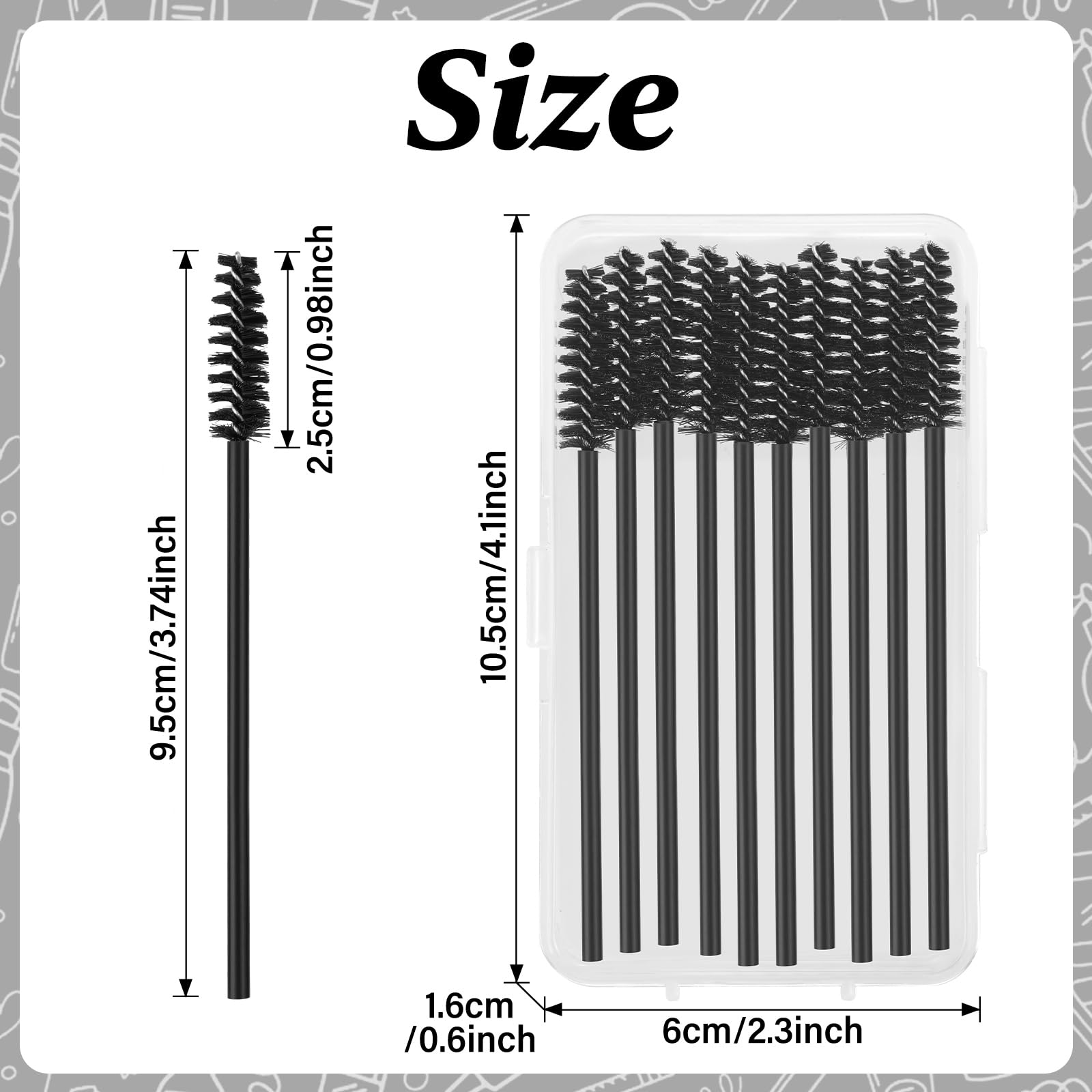 EWVVSS mascara wand with medium-soft bristles for precise separation.