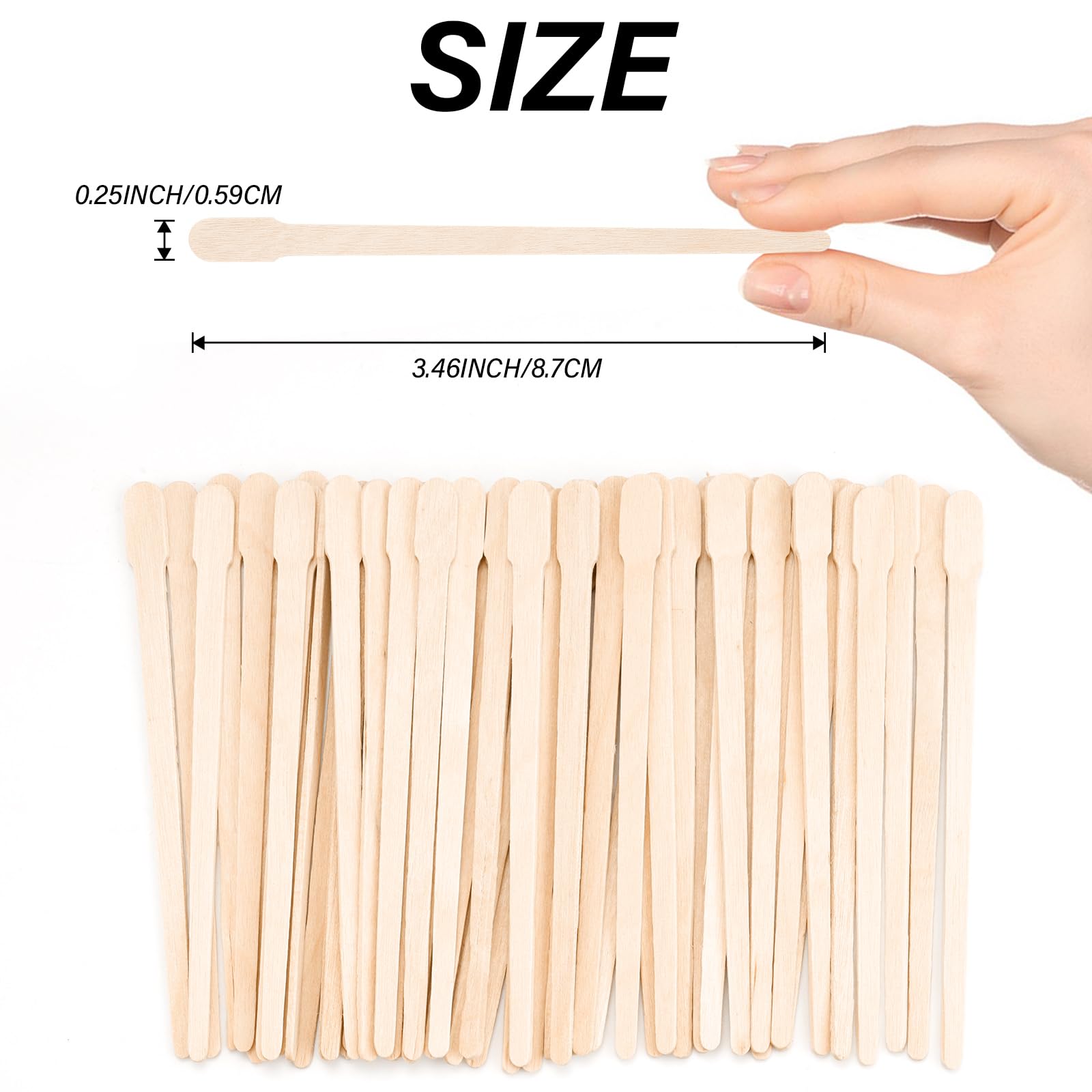EWVVSS wooden wax spatulas with precise tip for delicate areas.