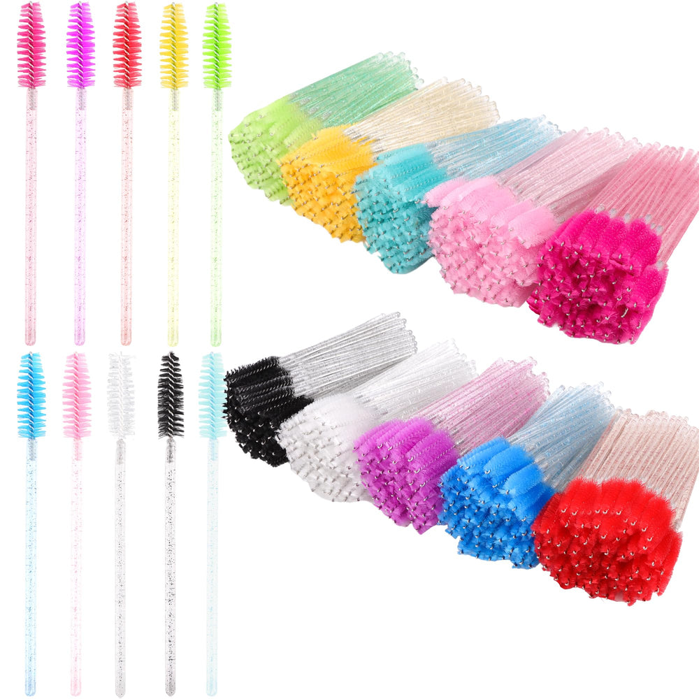 Exacoo 500pcs eyebrow brush spoolie in crystal tube for precise brow grooming