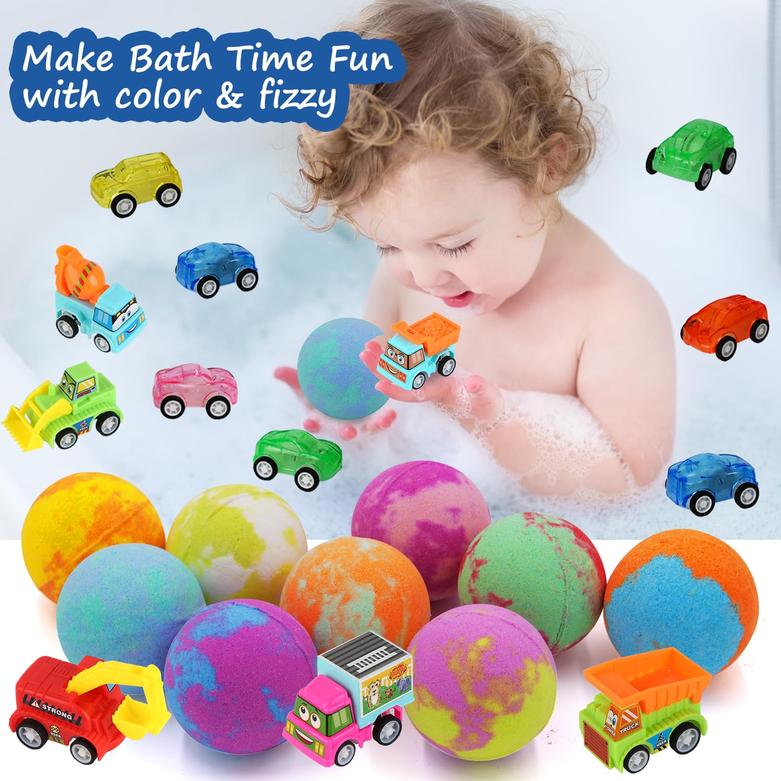 Excalla bomba de baño con sorpresa de coche, perfecta para hacer del baño un juego.