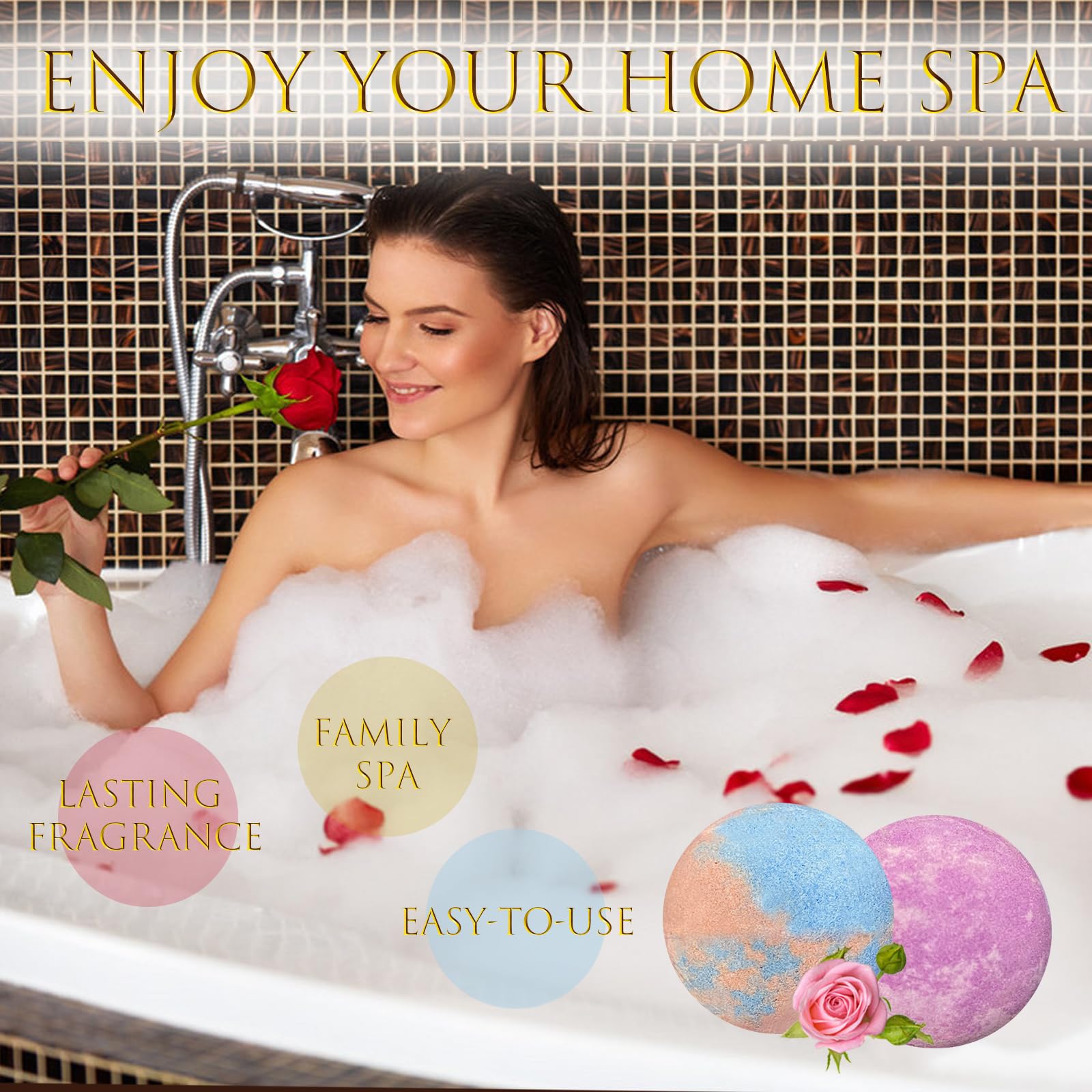 Excalla bombas-de-bano-colores-vivos: espuma rica que transforma la bañera en un oasis.