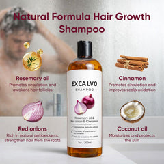 EXCALVO shampoo with rosemary oil drops for refreshing scalp care
