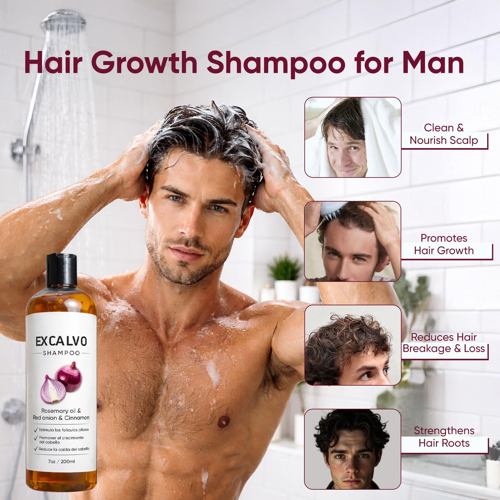 EXCALVO shampoo thick, rich lather close-up for clean, manageable hair