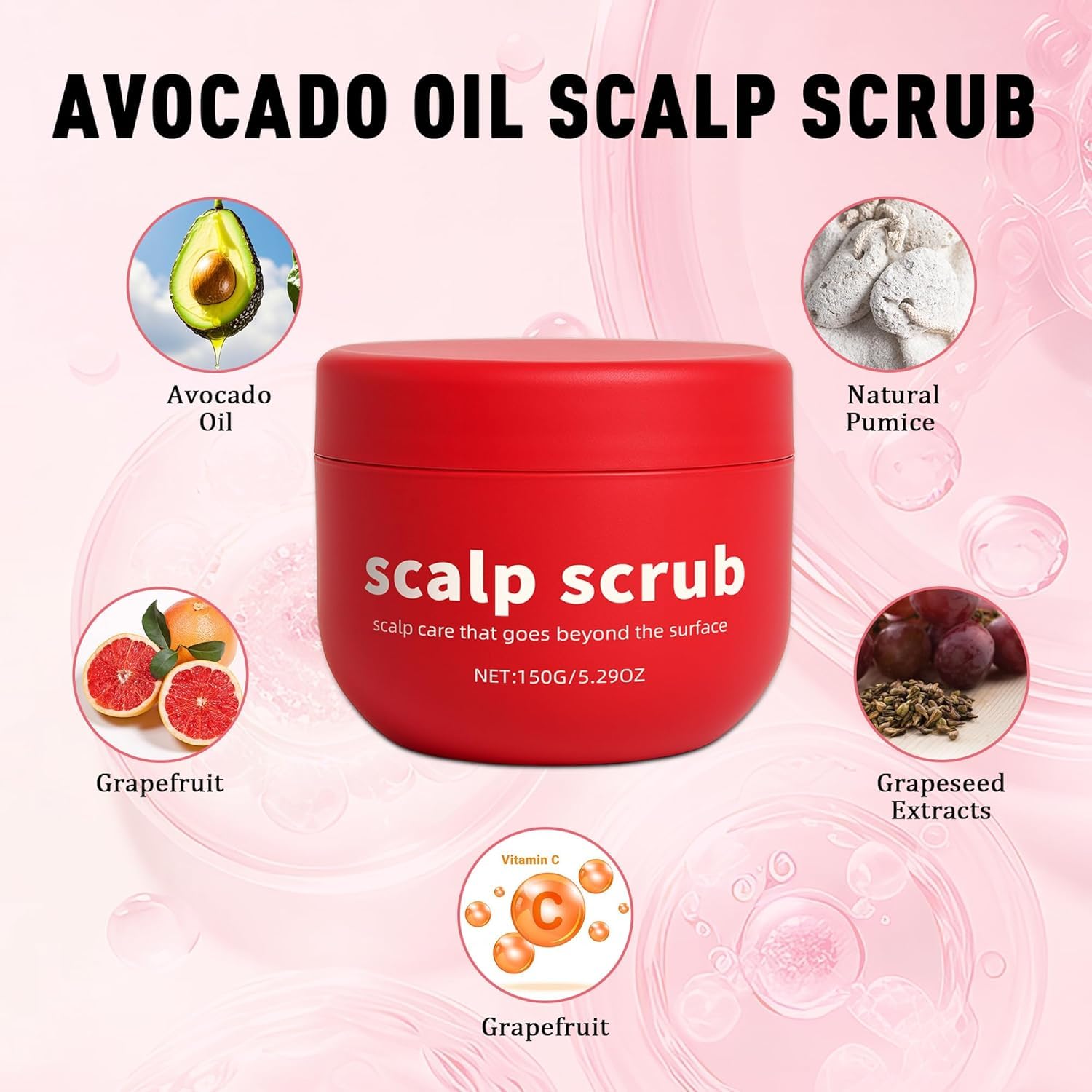 Exfoliante capilar con aceite de aguacate: textura granulada facilita exfoliación suave