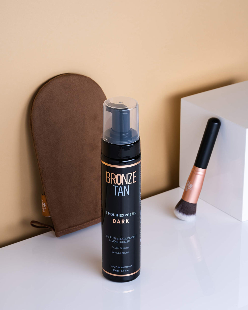 Existing Beauty Bronze Tan Closeup reveals bristle texture for even streak-free finish.