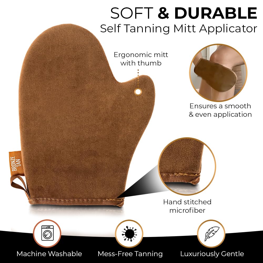 Existing Beauty self-tanning mitt ergonomic handle enables easy, even coverage.