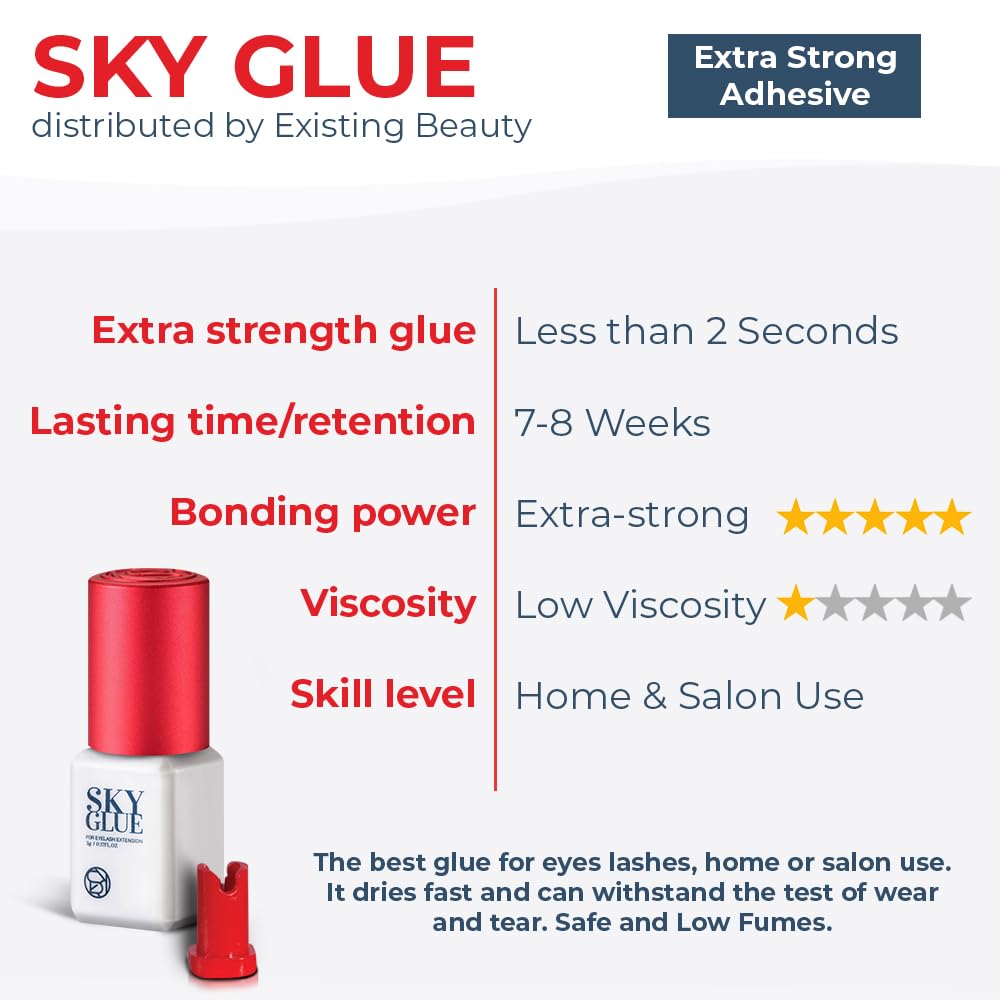 Existing Beauty Sky Glue S+ close-up of thick black formula with flexibility