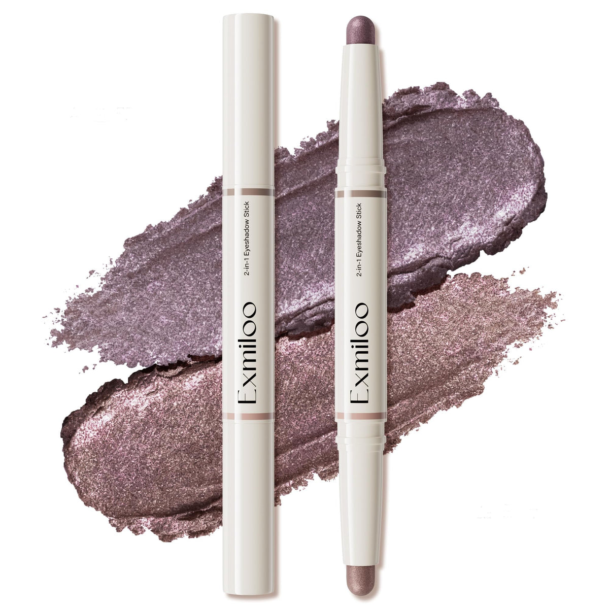 Exmiloo sombra crema, doble extremo lavanda-ocaso, ideal para estilos versátiles.