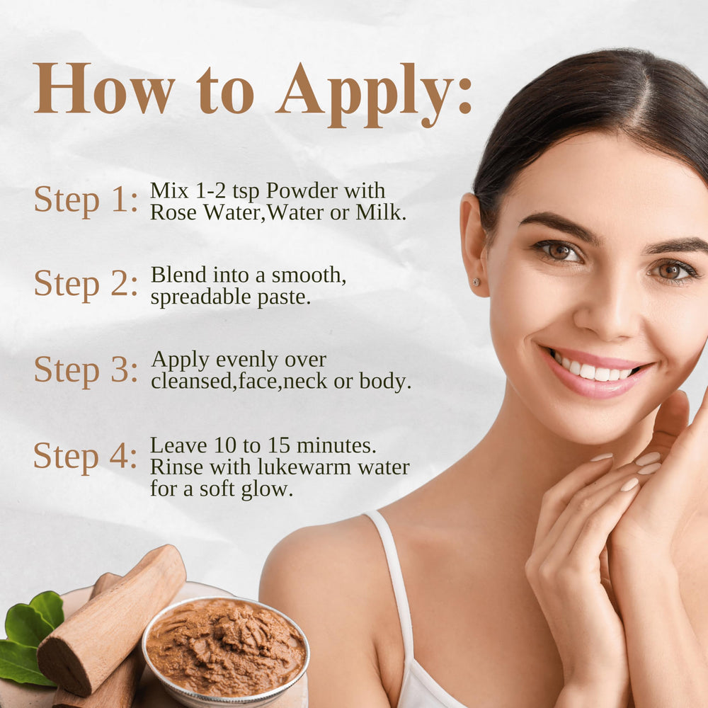 Exotic Veda sandalwood powder used as natural cleanser suitable for all skin types.