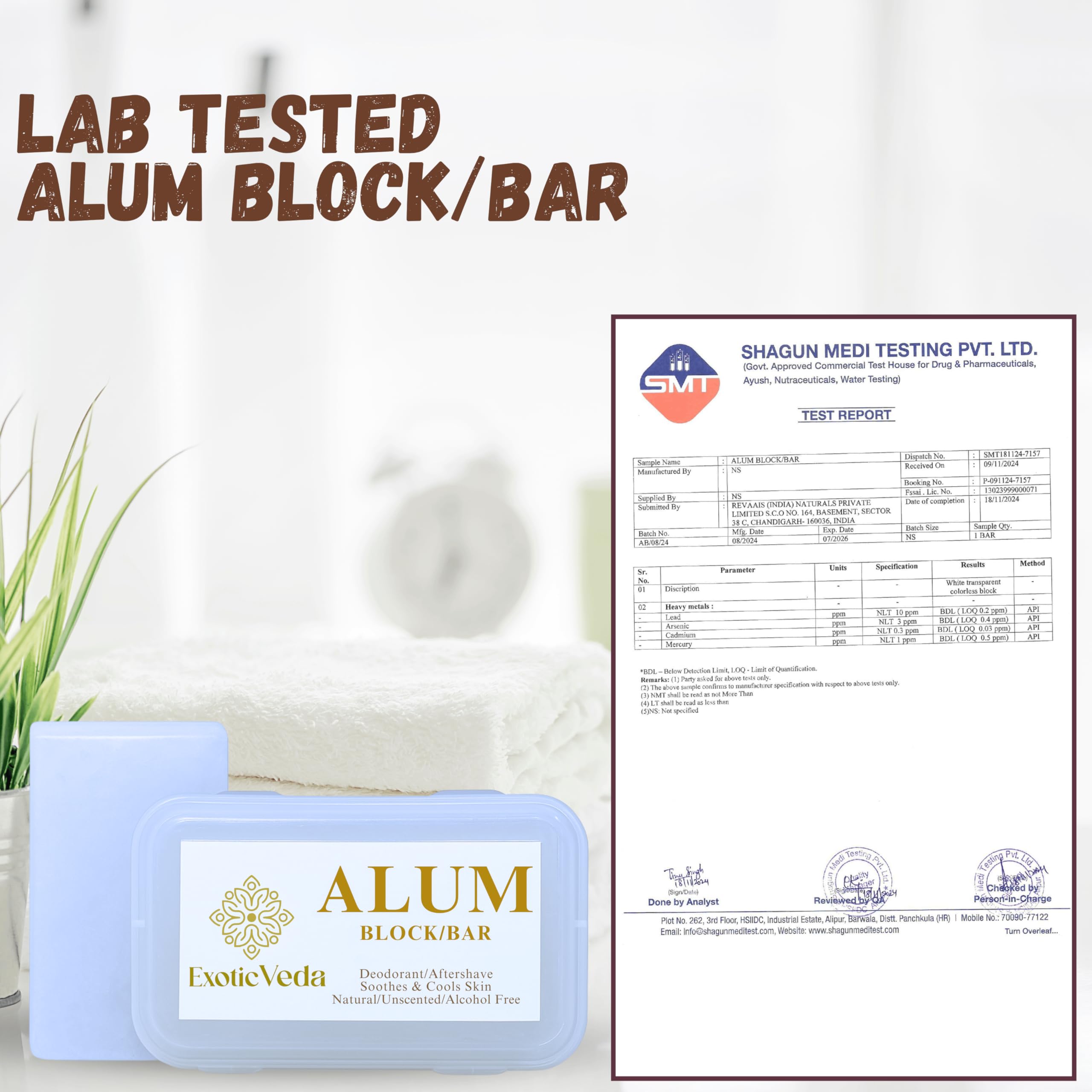 Exotic Veda skin-friendly grooming with the alum block for sensitive skin.